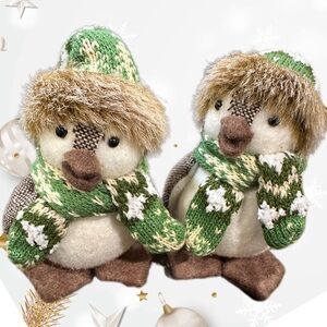 Plush Penguins with Hats and Matching Scarves Christmas Figures - 6" - Set of 2